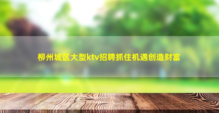 柳州城区大型ktv招聘抓住机遇创造财富